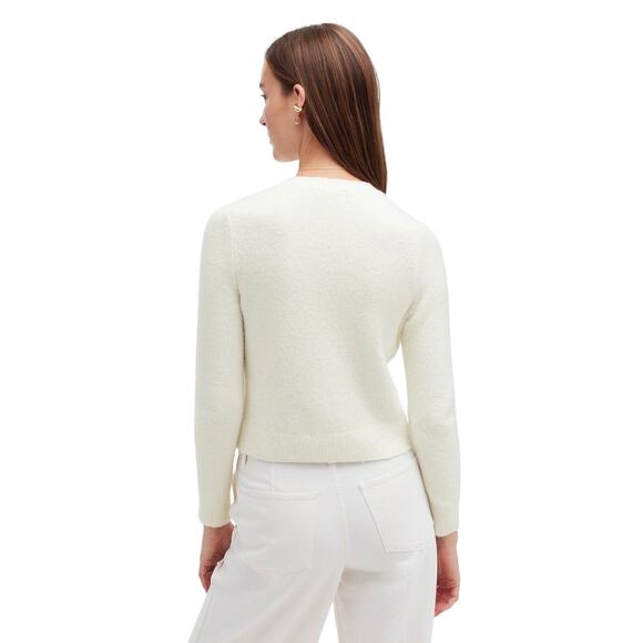 Madewell XXS Winter White Cropped Textured Knit Cardigan Sweater NWT - Picture 3 of 8